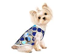 Blue Hexagons and Diamond Print Comfortable Pet Vest, Sleeveless Breathable Top, for Small Puppy Kitten Daily Wear