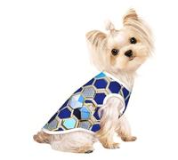 Blue Hexagons and Diamond Print Dog Shirt Summer Lightweight Pet T Shirts Soft Breathable Stretchy Cats Dogs Tee Shirt