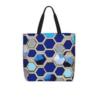 Blue Hexagons And Diamond Print Eco-Friendly Lightweight Tote Crossbody Fashionable Handbag Reusable Travel Work