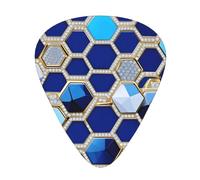 Blue Hexagons and Diamond Print Guitar Pick,12 Pack,Includes Thin,Medium,Heavy Gauges,Suitable for guitar,ukulele