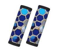 Blue Hexagons and Diamond Print Luggage Handles Wrap Grips, Easy Install, Helping You Identify Your Luggage
