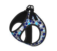 Blue Hexagons And Diamond Print Pet Leash Vest For Small Dogs Cats, Adjustable Pet Harness Vest, Outdoor Walking Hiking