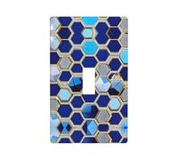Blue Hexagons and Diamond Print Switch Plate Covers,1 Gang Wall Plate Single Toggle Light Switch Cover Plate