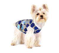 Blue Hexagons and Diamond print Tshirts for Small Dogs Dog's Fashion Shirt Breathable Sleeveless Shirts for Small Dogs