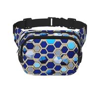 Blue Hexagons and Diamond print Womens Fanny Pack Everyday Hip Pouch Waist Bag for Travel Outdoor Running Hunting for Adult, Black, One Size
