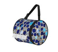Blue Hexagons and Diamond Printed Pet-Proof Toilet Roll Bag, Durable Oxford Cloth with Handle for Travel Tent Kitchen