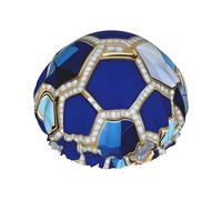 Blue Hexagons And Diamond Shower Cap For Women, Reusable Shower Cap, Waterproof Bath Cap For Women Long Hair
