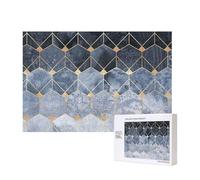 Blue Hexagons And Diamonds,300 Pieces Wooden Jigsaw Family Game Jigsaw Puzzles for Adults Teens Home Decor