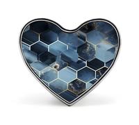 Blue Hexagons And Diamonds Button Pin Heart Shape Metal Lapel Pins Badges Personalized Pinback Button Badges Novelty Funny Enamel Pins Fashion Cute Heart Brooch Pin for Backpacks Jackets Bags