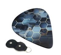 Blue Hexagons And Diamonds Guitar Plectrums, 6 Guitar Plectrums, Double Sided Printing, For Acoustic Guitar, Bass, Ukulele, Electric Guitar (0.46 Mm 0.71 Mm 0.96 Mm)