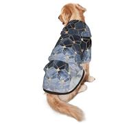 Blue Hexagons And Diamonds Print Dog Hoodie For Medium To Large Dogs, Warm, Soft, Breathable Sweatshirt, Easy To Wear Jumper For Winter And Fall, Pet Coat Pullover