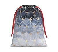 Blue Hexagons And Diamonds Print Gift Reusable Bag Drawstring Festive Birthday Presents Daily Storage Office Supplies