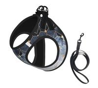 Blue Hexagons And Diamonds Print Pet Leash Vest,Breathable Mesh Pet Harness, Reflective For Small Medium Dogs Safe Easy Walking