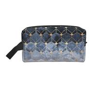 Blue Hexagons and Diamonds Print Travel Bag Toiletry Makeup Organizer for Women and Men, Large Capacity for Cosmetic, Accessories, Toiletries, Shampoo, and Essentials