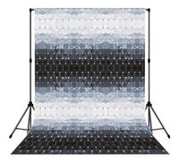 Blue Hexagons and Diamonds Printed Photography Drape, Foldable Polyester Background, Easy Hang Rod Pocket Studio Prop