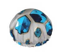 Blue Hexagons And Diamonds Shower Cap For Women, Reusable Shower Cap, Waterproof Bath Cap For Women Long Hair