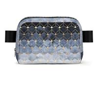 Blue Hexagons and Diamonds Square Fashion Waist Bag with Print,Water-Resistant Twill Fabric,Chest Pack Or Belt Bag, Adjustable Strap 65-120cm for Men Women