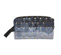 Blue Hexagons and Diamonds Storage Bag Toiletry Bag Travel Bag Cute Cosmetic Bag Makeup Accessories