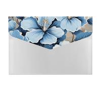 Blue Hibiscus Flower Accordion File Organizer 6 Pocket Document Organizer Expanding File Folder Accordion Folder with Labels, Travel Document Folders Plastic Envelopes with Snap Closure 13x9.1 Inch