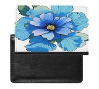 Blue Hibiscus Flower Passport Holder Passport Cover Protector Essentials with Credit Card Slots for Women Men