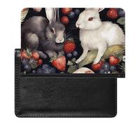 Blue Hibiscus Flower Passport Holder Slim Travel Wallet RFID Blocking Card Case Cover Passport Cover Protector Essentials with Credit Card Slots for Women/Men, Rabbit and Strawberry, One Size, Modern