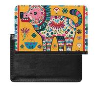 Blue Hibiscus Flower Passport Holder Slim Travel Wallet RFID Blocking Card Case Cover Passport Cover Protector Essentials with Credit Card Slots for Women/Men, Mexican Otomi Animal, One Size, Modern