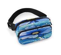 Blue Hibiscus Flower Waist Bag for Men Women Belt Bag Hip Pack with Zipper Full Printed Fanny Pack with Adjustable Strap