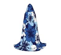 Blue Hibiscus Hooded Cape For Teenagers, Unisex Cloak Robe Hooded Halloween Costume Satin Witches Vampire Cloak Fancy Dress Up Children