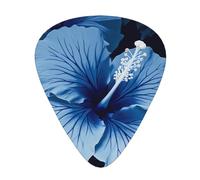 Blue hibiscus Print Guitar Picks 12-Pack - Assorted Thickness Picks (0.46mm, 0.71mm, 0.96mm) with Storage Box & Assorted Unique Design for Acoustic, Electric, Bass, and Ukulele Players