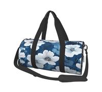 (Blue Hibiscus) Print Round Large Travel Bag - Multi-Compartment Organizer Lightweight for Trips & Sports