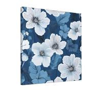 Blue Hibiscus -Print Unframed Canvas Print 16x16 Inch, Modern Wall Art for Living Room Bedroom, Ready to Hang Home Decor Gift.