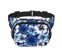 Blue Hibiscus Unisex Adjustable Waist Square Double Layer Waist Pack for Outdoor Activities Travelling Running Hiking