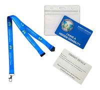 Blue Hidden Disability Lanyard with Butterfly Symbol - from Quantum Leap | Includes Waterproof Zip Lock Pocket & Printed Hidden Disability Card