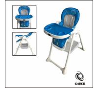 High Chair Feeding Table Padded Seat Folding 3 in 1 Baby Toddler Infant Reclining Height Adjustable Feeding High Chairs with Removable Tray & Cover 5 Point Harness Wheels, Recliner 6-36 Months (Blue)