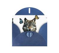 Blue Holiday greeting check blank card and pearl beautiful blank note block VVXBHGR A brutal wolf Pattern