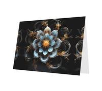 Blue Holiday greeting check blank card and pearl beautiful blank note block VVXBHGR Blue blooming flowers Pattern