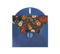 Blue Holiday greeting check blank card and pearl beautiful blank note block VVXBHGR Cartoon guitar notes Pattern