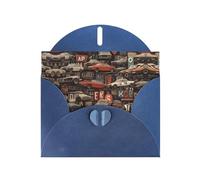 Blue Holiday greeting check blank card and pearl beautiful blank note block VVXBHGR Dark Wind Motor City Pattern