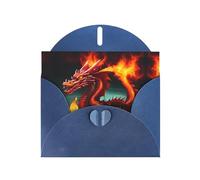 Blue Holiday greeting check blank card and pearl beautiful blank note block VVXBHGR Dragon King in Fire Pattern