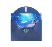 Blue Holiday greeting check blank card and pearl beautiful blank note block VVXBHGR Fantastic undersea adventure Pattern