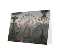 Blue Holiday greeting check blank card and pearl beautiful blank note block VVXBHGR Ferris wheel at the zoo Pattern