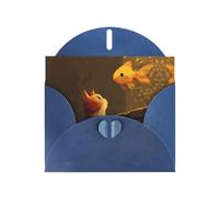 Blue Holiday greeting check blank card and pearl beautiful blank note block VVXBHGR Kitten watching fish Pattern