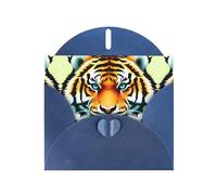 Blue Holiday greeting check blank card and pearl beautiful blank note block VVXBHGR Little fat tiger head Pattern