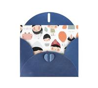 Blue Holiday greeting check blank card and pearl beautiful blank note block VVXBHGR Little people image drawing Pattern