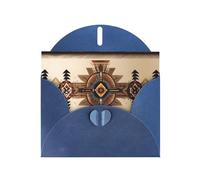 Blue Holiday greeting check blank card and pearl beautiful blank note block VVXBHGR Native American Painting Pattern