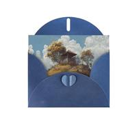 Blue Holiday greeting check blank card and pearl beautiful blank note block VVXBHGR Pavilion on the hill Pattern