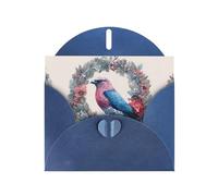 Blue Holiday greeting check blank card and pearl beautiful blank note block VVXBHGR Pink blue bird in a wreath Pattern