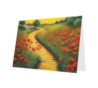 Blue Holiday greeting check blank card and pearl beautiful blank note block VVXBHGR Poppies Field Yellow Brick Road Pattern