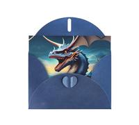 Blue Holiday greeting check blank card and pearl beautiful blank note block VVXBHGR Roaring Dragon Pattern