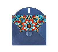 Blue Holiday greeting check blank card and pearl beautiful blank note block VVXBHGR Round Colorful Petals Pattern